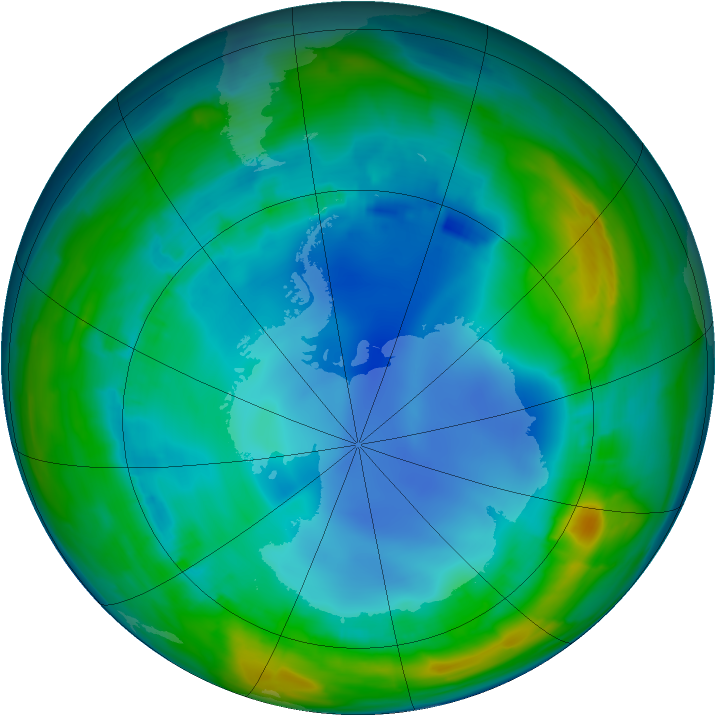 Antarctic ozone map for 04 August 2013